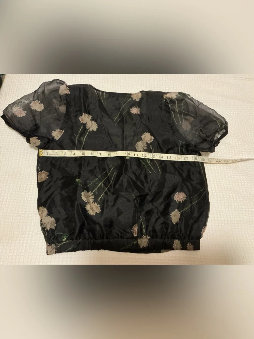 Madewell Silk Organza Puff-Sleeve Wrap Top in Aster Portrait